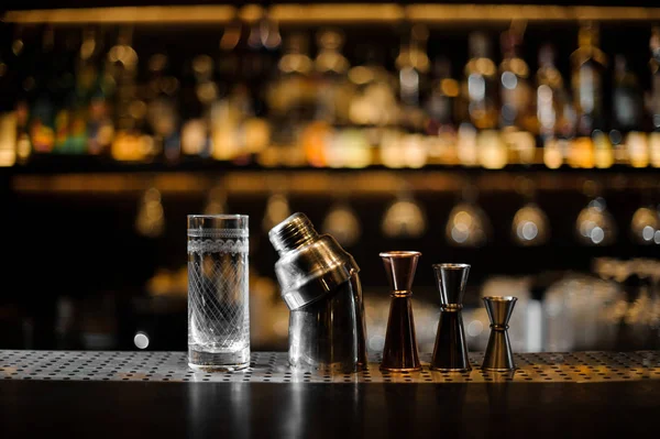 Barman essentials on the blurred background of bar — Stock Photo, Image