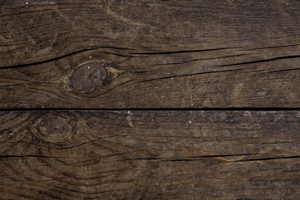 Makrofotografie Textur Hintergrund von zwei horizontal angeordneten alten dunklen Holzbrettern — Stockfoto