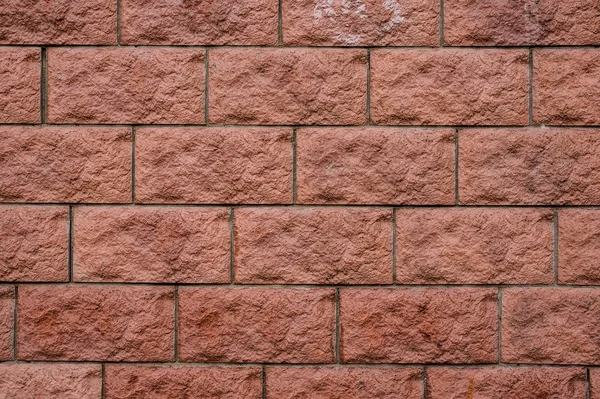 Macrofotografie close-up achtergrondstructuur rechthoekige rode muur bakstenen — Stockfoto