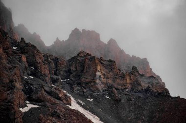Landscape of the mountain covered in fog