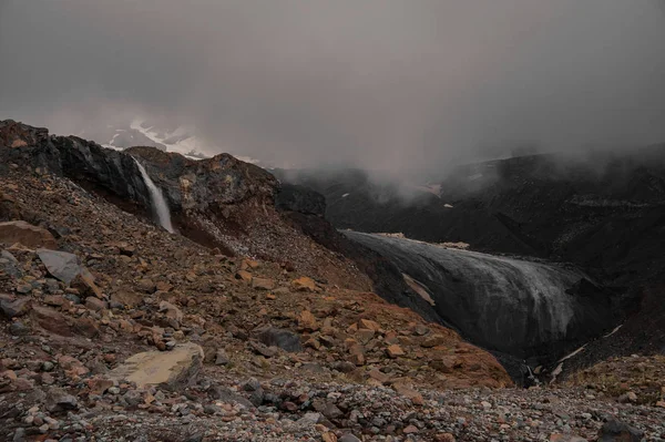 Landscape of mountains with the small waterfall — Stok fotoğraf