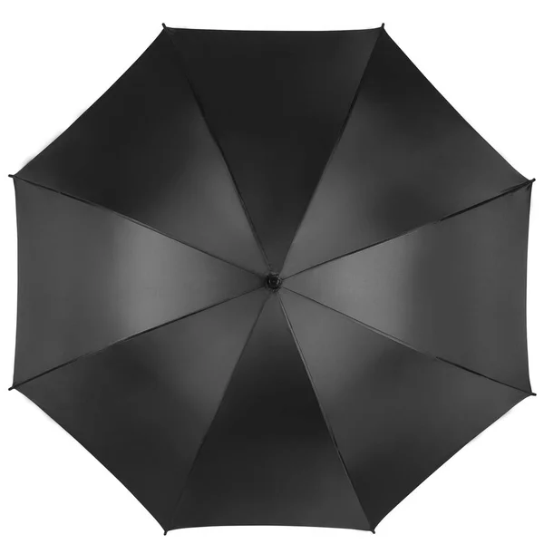 Paraguas negro aislado en blanco, vista superior — Foto de Stock