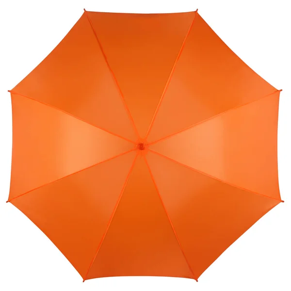 Guarda-chuva laranja isolado em branco, vista superior — Fotografia de Stock