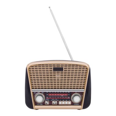 Eski radyo beyaz üzerine izole