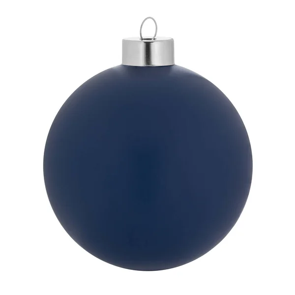 Μπλε Χριστουγεννιάτικη μπάλα διακόσμησης απομονωθεί σε λευκό — Φωτογραφία Αρχείου