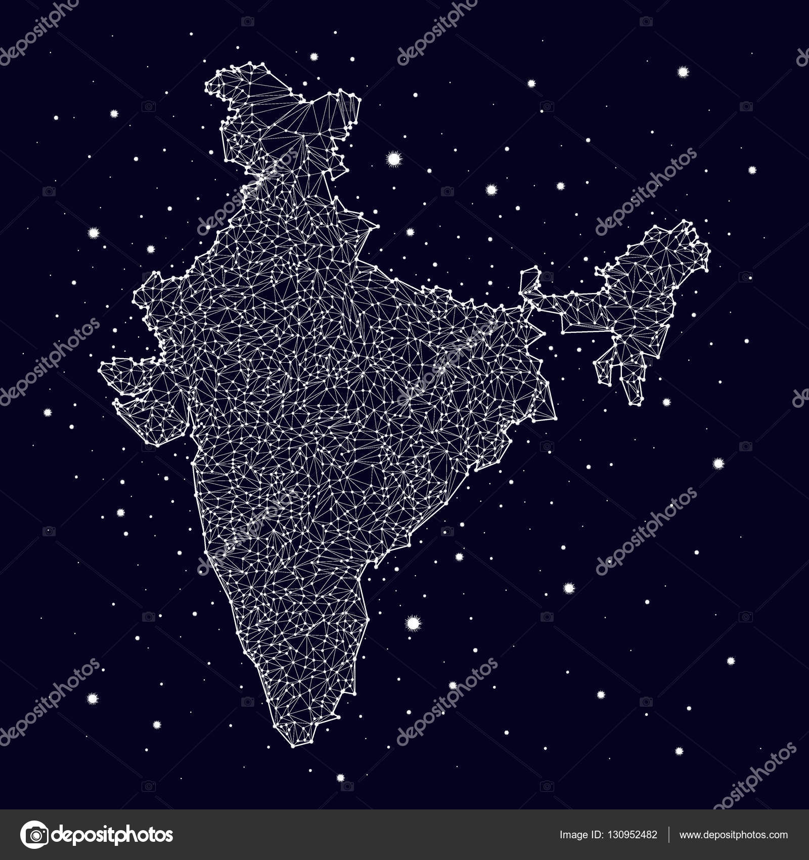 Indian Sky Map Online India. Vector Constellation Map Stock Vector Image By ©Irkast #130952482
