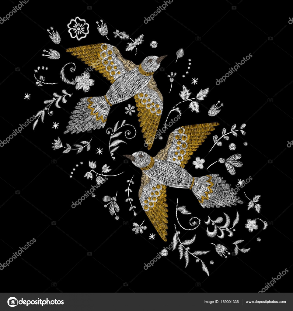 Phénix Loiseau De Feu Blanc De Dentelle Broderie Brodée à