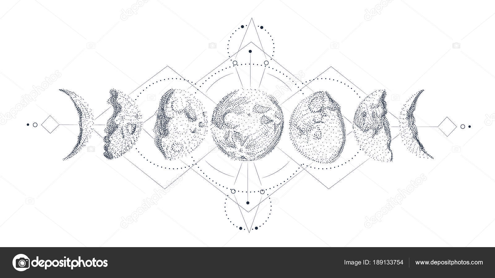 Conjunto Ilustración Vectorial Fases Lunares Diferentes Etapas Actividad Luz Luna Imagen ...