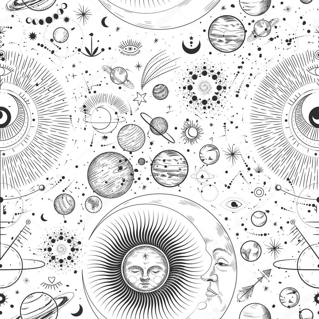 Conjunto de ilustración vectorial de fases lunares. Diferentes etapas