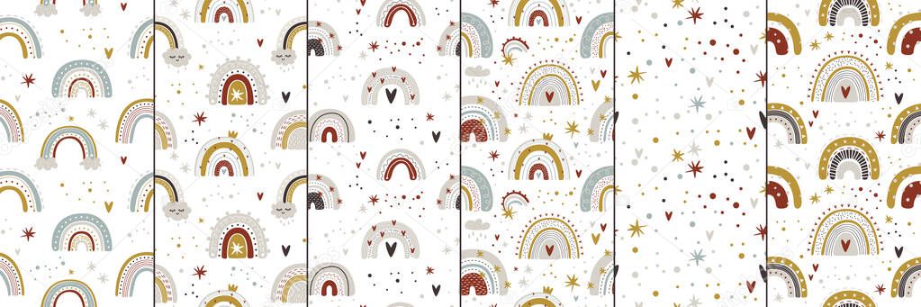 Cute collection magic rainbow for design of a childs room, childrens poster. printing on fabric and paper. stars and heart. made with love. Vector graphics — Stock Illustration Cute Collection Magic Rainbow Design Childs Room Childrens Poster Printing Royalty Free Stock Illustrations