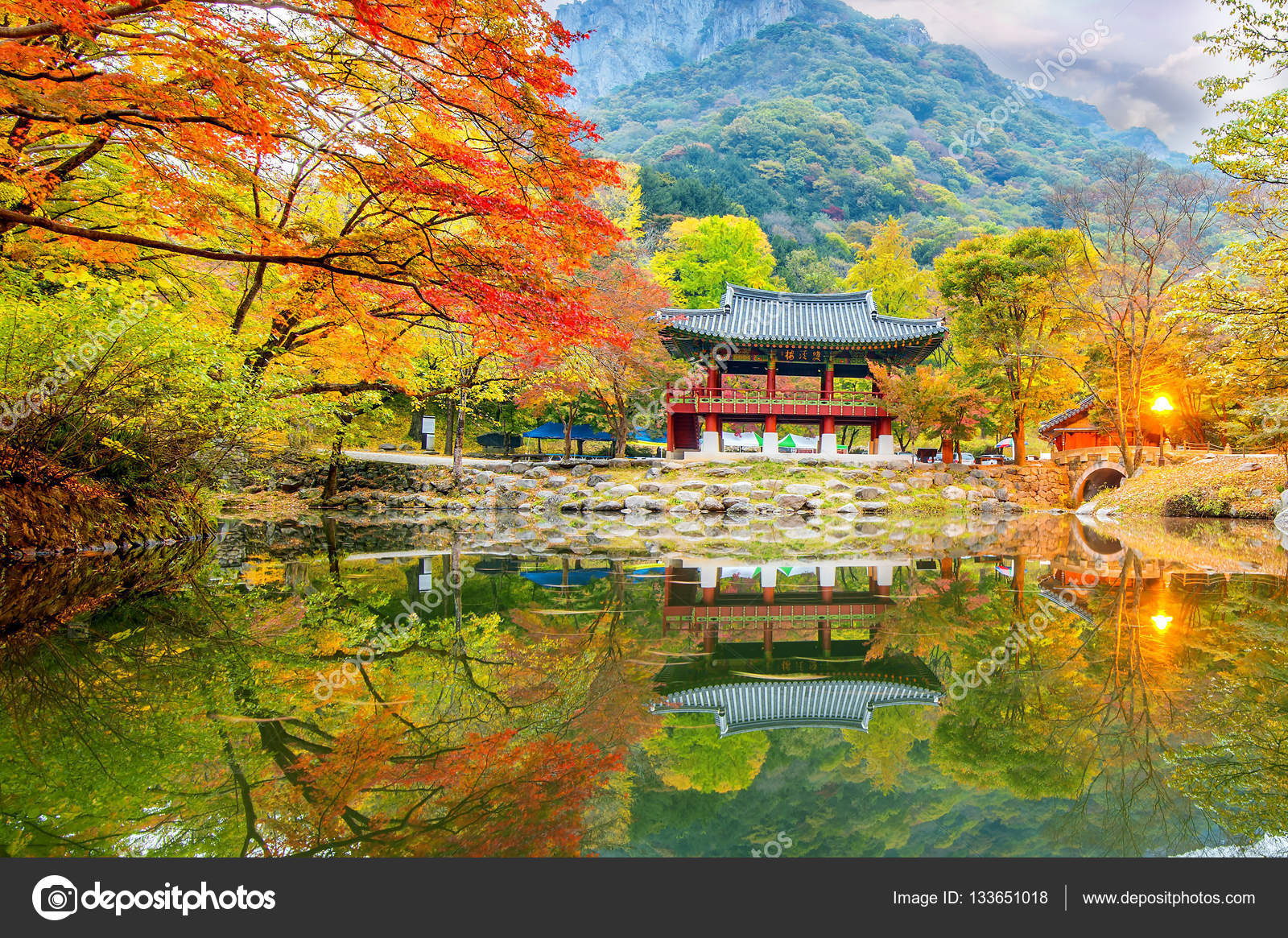 Baekyangsa Temple in autumn,Naejangsan Park in korea. Stock Photo by