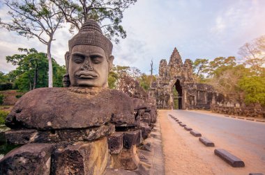 heykeller South Gate Angkor Wat, Siem Reap, Kamboçya.