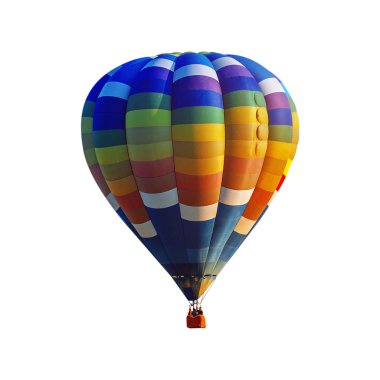 Beyaz arka plan üzerinde izole renkli sıcak hava balonları.