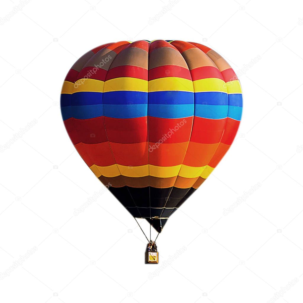 Colorful hot air balloons isolated on white background.