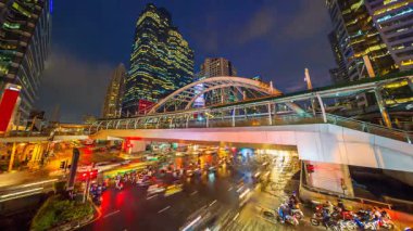 Bangkok, Thailand.4k Sathorn trafik Timelapse