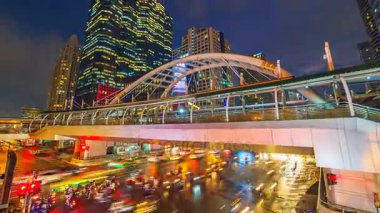 Bangkok, Thailand.4k Sathorn trafik Timelapse