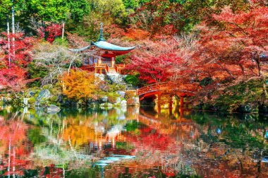 Sonbahar, Kyoto Daigoji Tapınağı. Sonbahar mevsim Japonya.