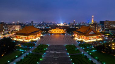 Tayvan, Taipei 'deki Chiang Kai Shek Anıt Salonu' nun hava görüntüsü..