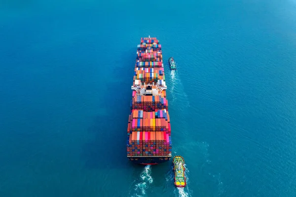 Vista aerea della nave container cargo in mare. — Foto Stock