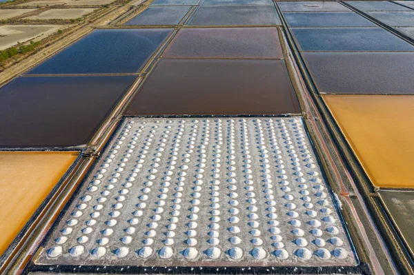 Aerial View Salt Salt Farm Ready Harvest Thailand — Stock Photo, Image