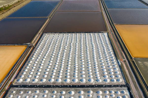 Aerial View Salt Salt Farm Ready Harvest Thailand — Stock Photo, Image