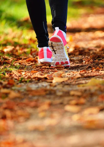 Schöne Frau joggt im Park — Stockfoto