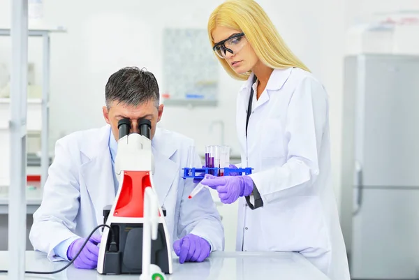 Forskare som arbetar i laboratorier — Stockfoto