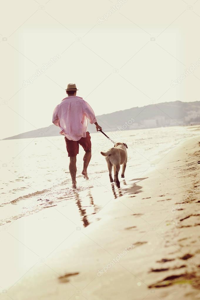 Young man with dog