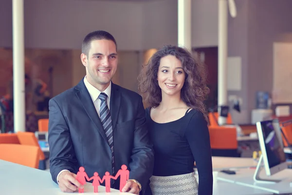 Business couple working together on project at modern startup of — Stock Photo, Image