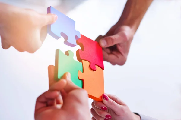 Business collegamento Team aziendale Jigsaw Puzzle Concep — Foto Stock
