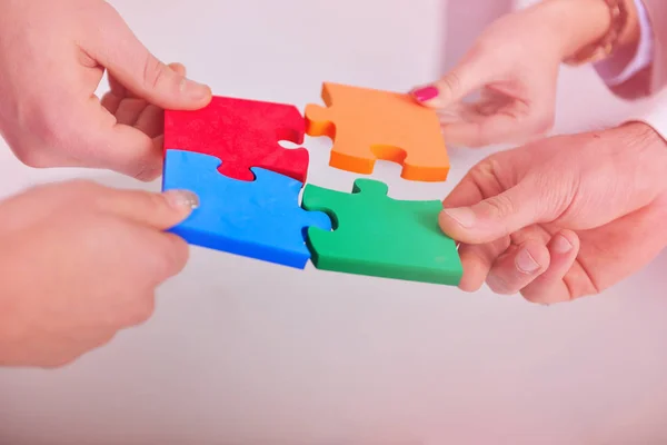 Conexão de negócios Equipe corporativa Jigsaw Puzzle Concep — Fotografia de Stock