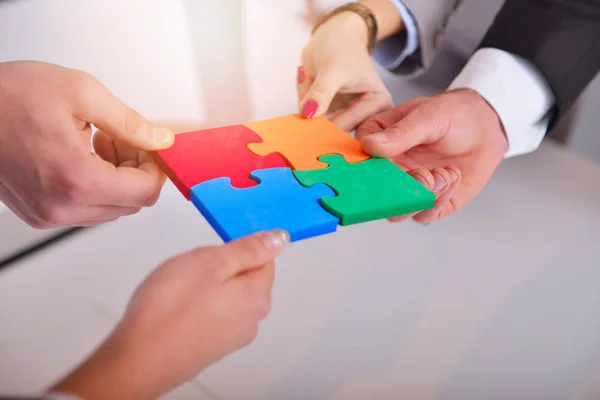 Conexión de negocios Equipo corporativo Jigsaw Puzzle Concep — Foto de Stock