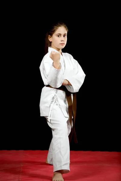 Meisje Opleiding Karate Martial Arts — Stockfoto