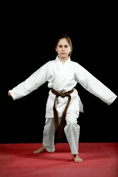 Treinamento Meninas Karate Artes Marciais — Fotografia de Stock