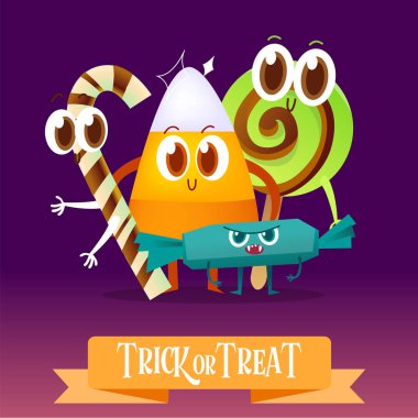 Çizgi film şekerler Cadılar Bayramı için ayarla