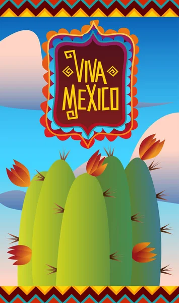 Mexican holiday poster with cactus — Stock Vector