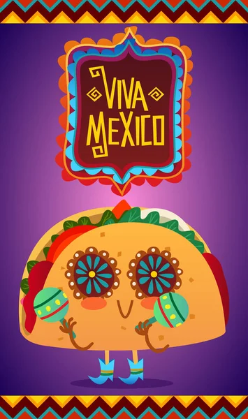 Taco with funny face — Stock Vector