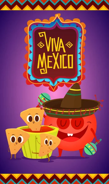 Tomate y tacos con cara divertida . — Vector de stock