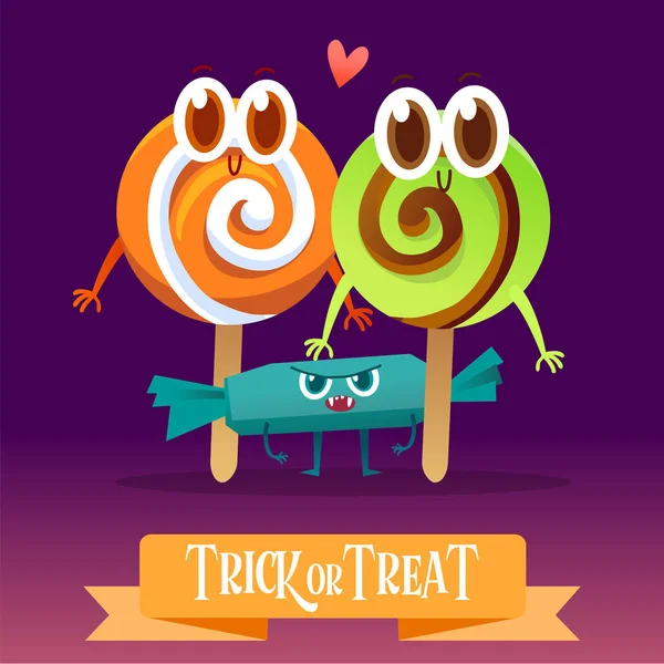 Conjunto de caramelos de dibujos animados para Halloween Vector de stock