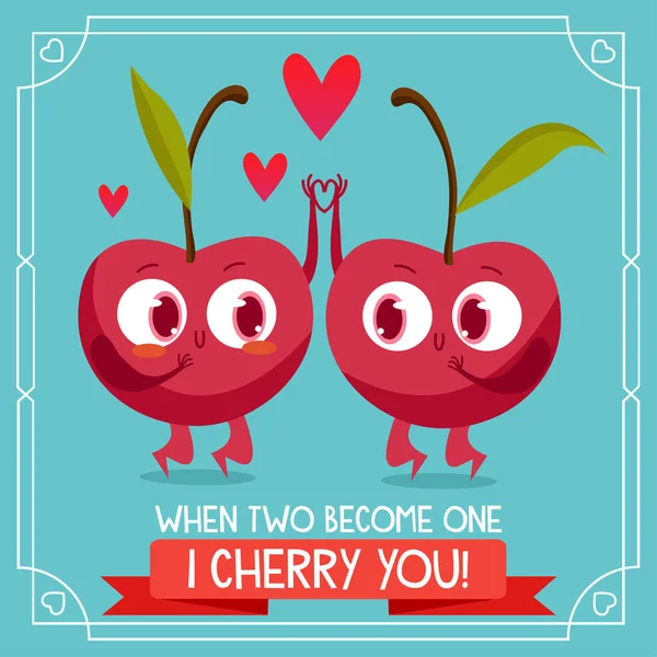 Pareja de cerezas divertidas — Vector de stock