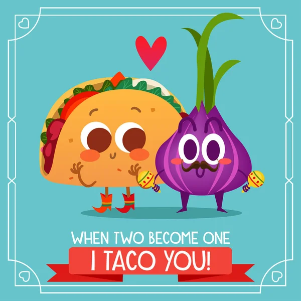 Cebolla divertida con taco — Vector de stock