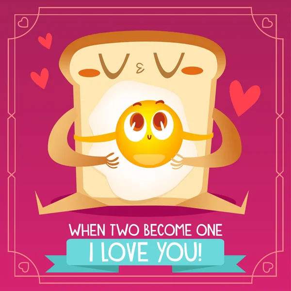 Kızarmış ekmek ve yumurta bir çift aşık. — Stok Vektör