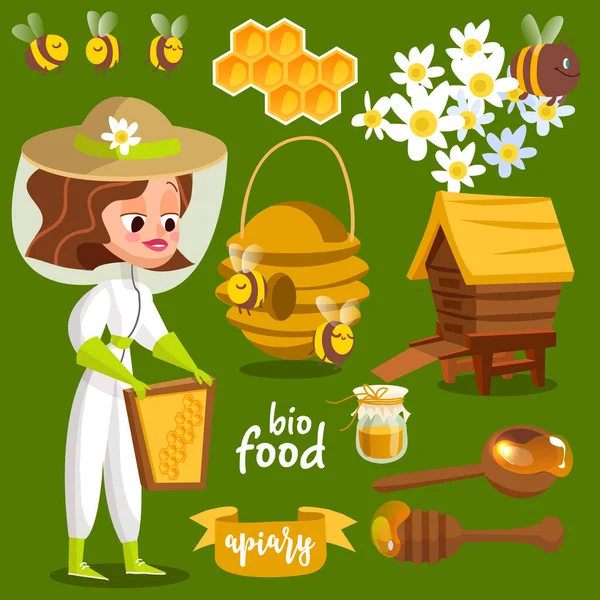 Raccolta di immagini relative al miele — Vettoriale Stock