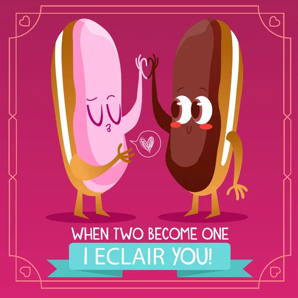 Kartpostal Valentine's donuts ile — Stok Vektör