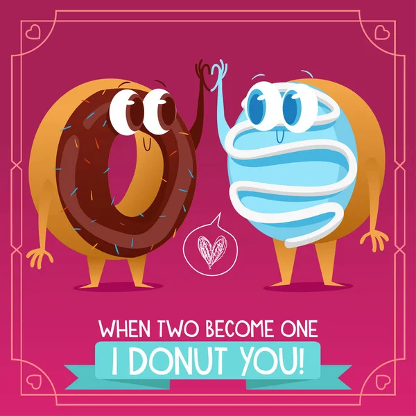 Postal con rosquillas de San Valentín — Vector de stock