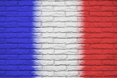 Fransa tuğla duvar arka plan, ulusal bayrak