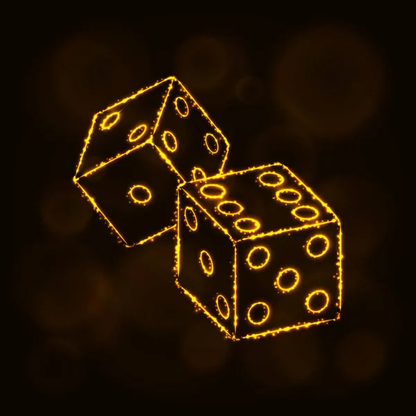 Icono de dados silueta de luces. Símbolo del casino — Vector de stock