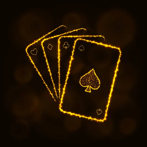 Juego de cartas silueta de luces. Símbolo del casino . — Vector de stock