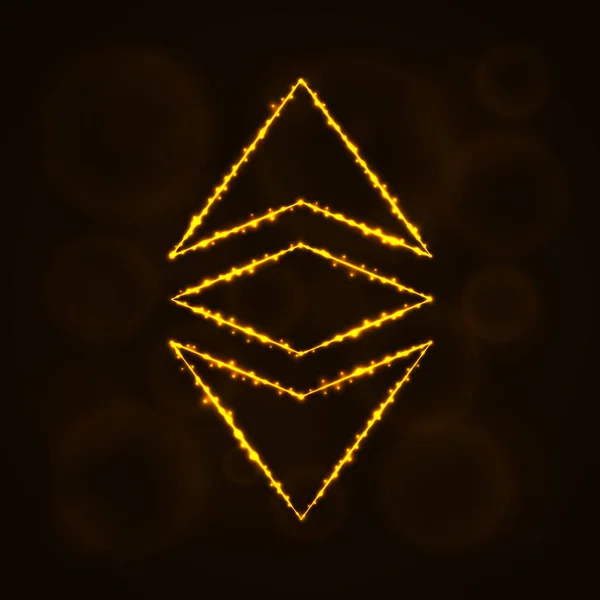 Ethereum klassieke valuta silhouet van lichten. — Stockvector