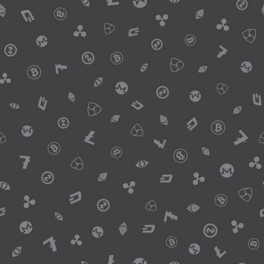 Cryptocurrency Dikişsiz desen arka plan.